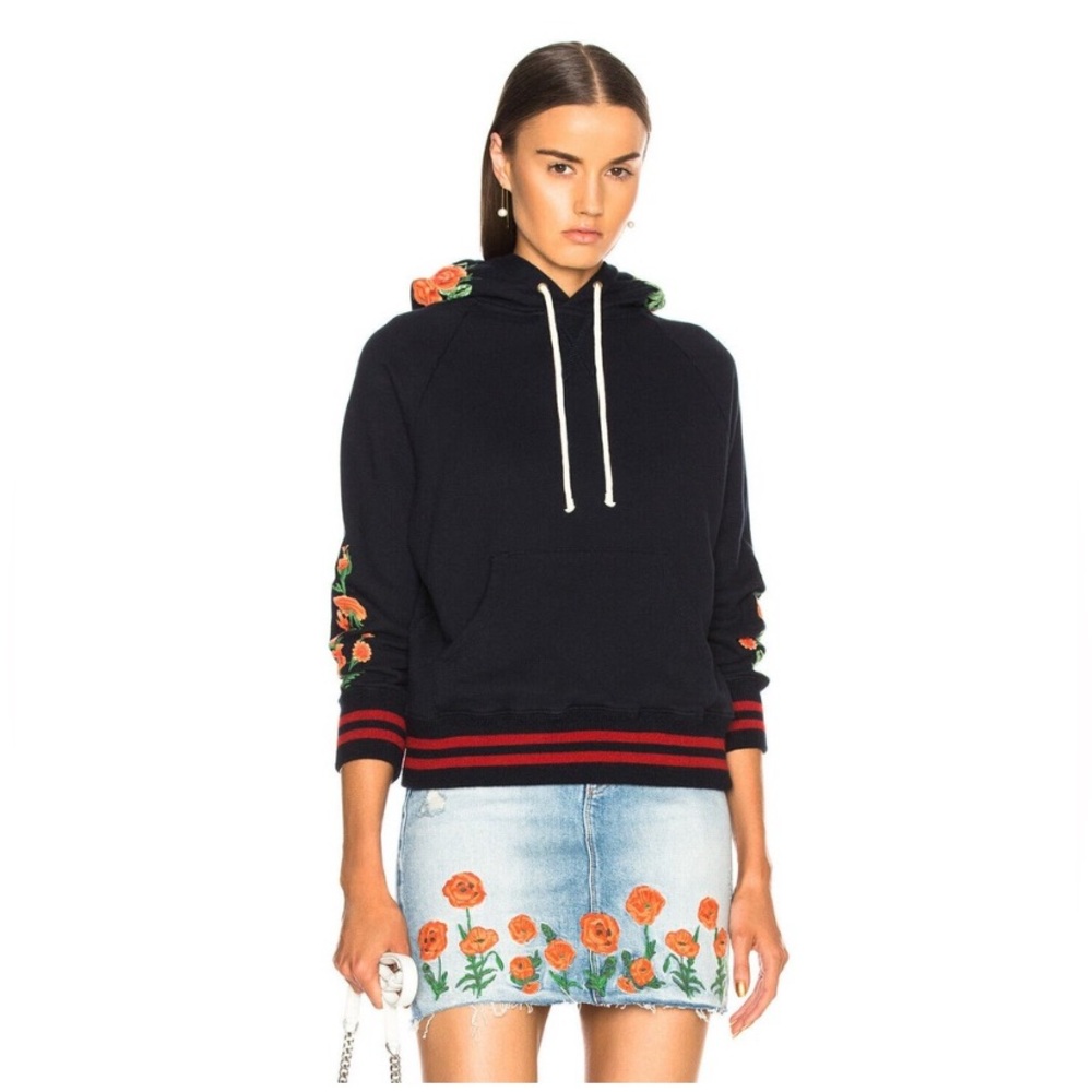 MOTHER Black Sweatshirt with Floral Details